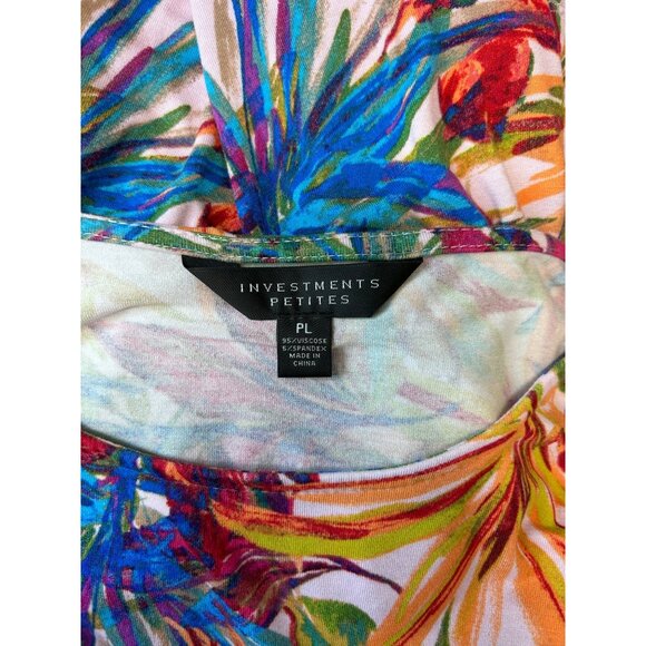 Investments Petites PL Floral Print Multicolor Viscose Womens Top - Picture 4 of 7